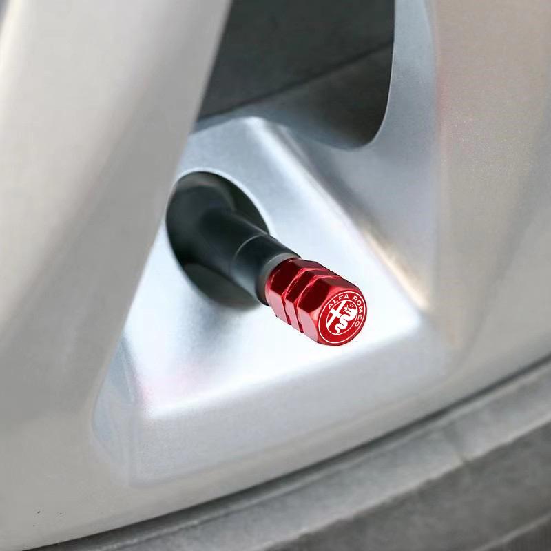 4Pcs Car Tire Valve Cap Aluminum Tire Valve Stems Cap For Alfa Romeo giulia stelvio giulietta 159 147 156 166 Car Accessories rvcr43