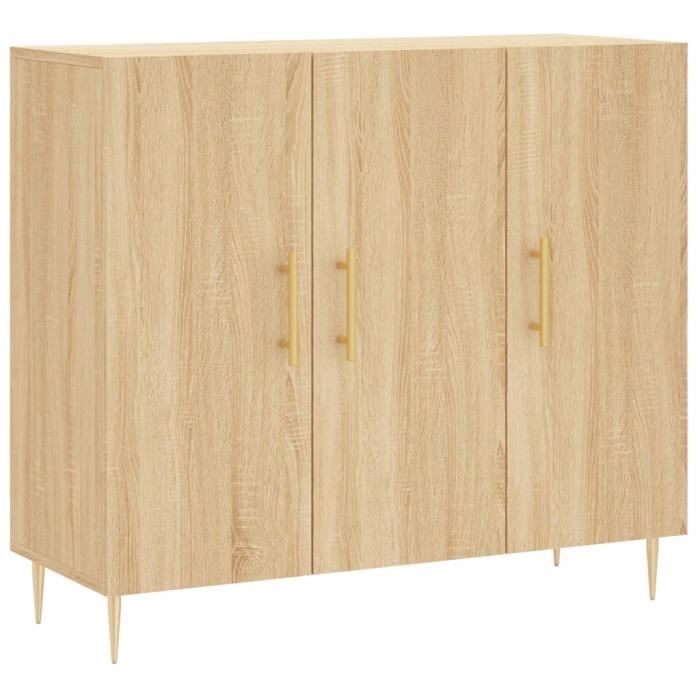 VidaXL Buffet chêne sonoma 90x34x80 cm bois d'ingénierie 828095