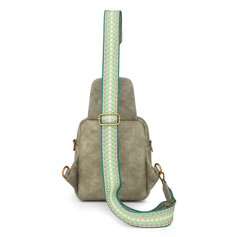 PU Umhängetasche Damen Retro Einfarbig Rucksack Pendler Brusttasche