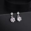 Women Inlaid Shining Zircon Double Zirconia Sterling Silver Pin Geometric Fashion Earrings