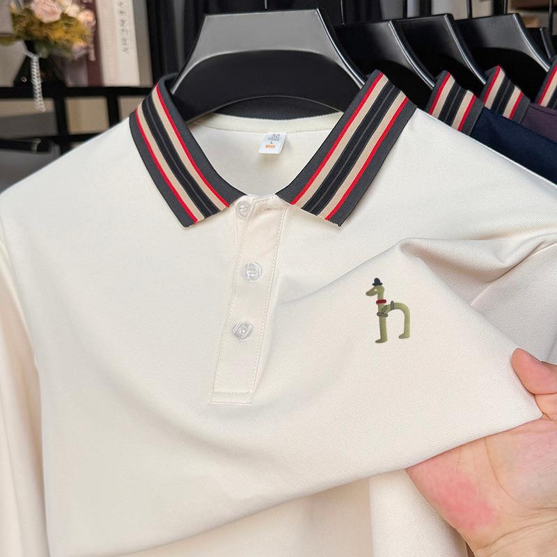 Autumn Men's Polo Shirt Lapel Long Sleeve T-Shirt Original Design Dog Print Business Versatile Men'swear