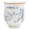 Kyo-yaki Kiyomizu-yaki Teacup, Large, Approx. 8cm, Choju Giga (Caricature of Animals) Design, Blue, Made In Japan, KTA494-01