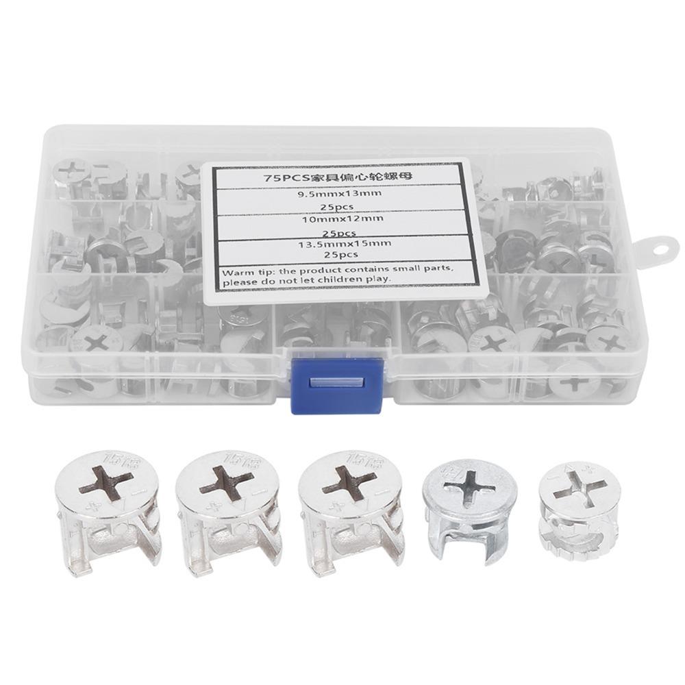 

75 Pcs Multi-Size Cam Locks for Furniture Assortment Kit Zinc Alloy Furniture Cam Lock Fasteners