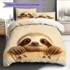 Sloth Pattern Bedding Home Decoration Birthday Gift (1 * duvet cover + 2 * pillowcase, without core)