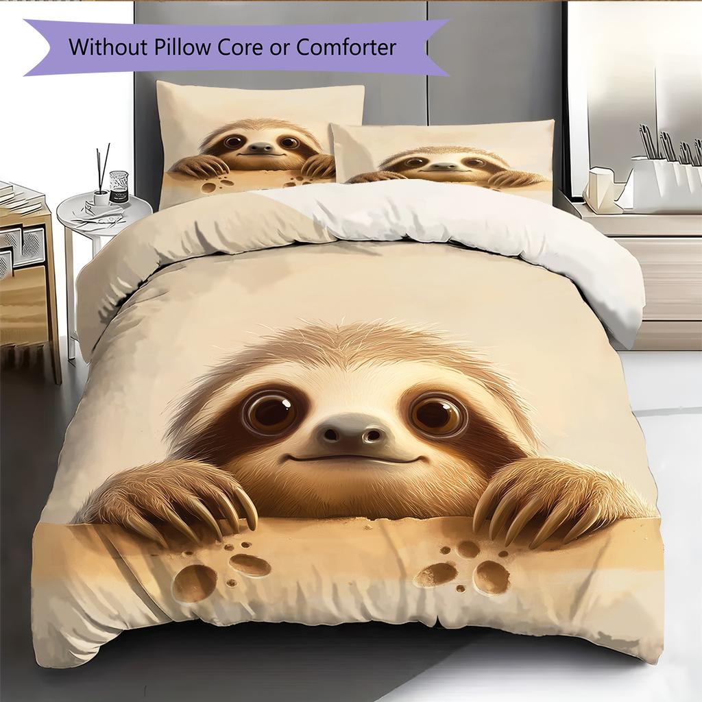 Sloth Pattern Bedding Home Decoration Birthday Gift (1 * duvet cover + 2 * pillowcase, without core)