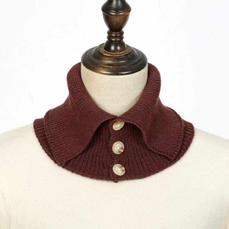 Autumn and winter new fashion men's and women's high neck buttons woolen snood warm knitted fake collar neck pads head and neck covers