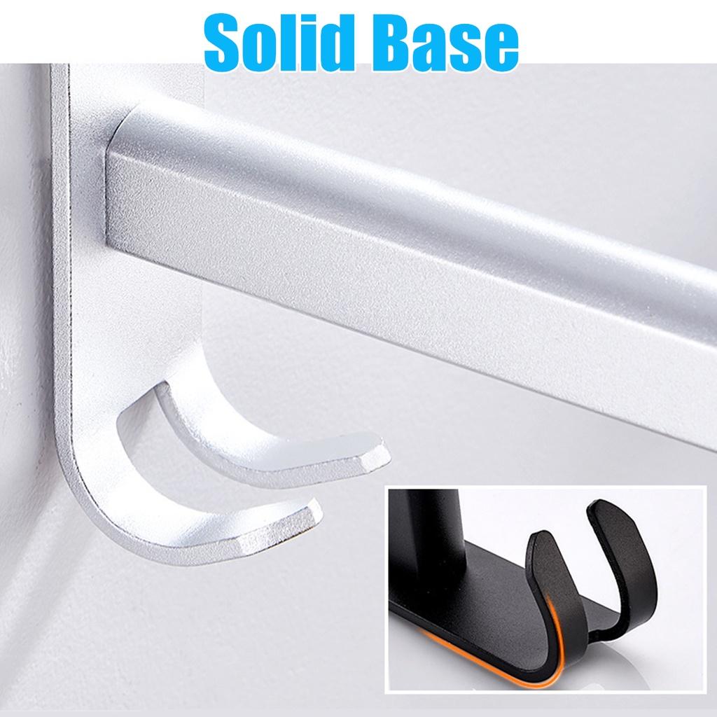 1/2/3 Tiers 60cm Wall Mounted Bathroom Aluminum Alloy Towel Bar Rail Matte Black/Silver Towel Holder Towel Hanger