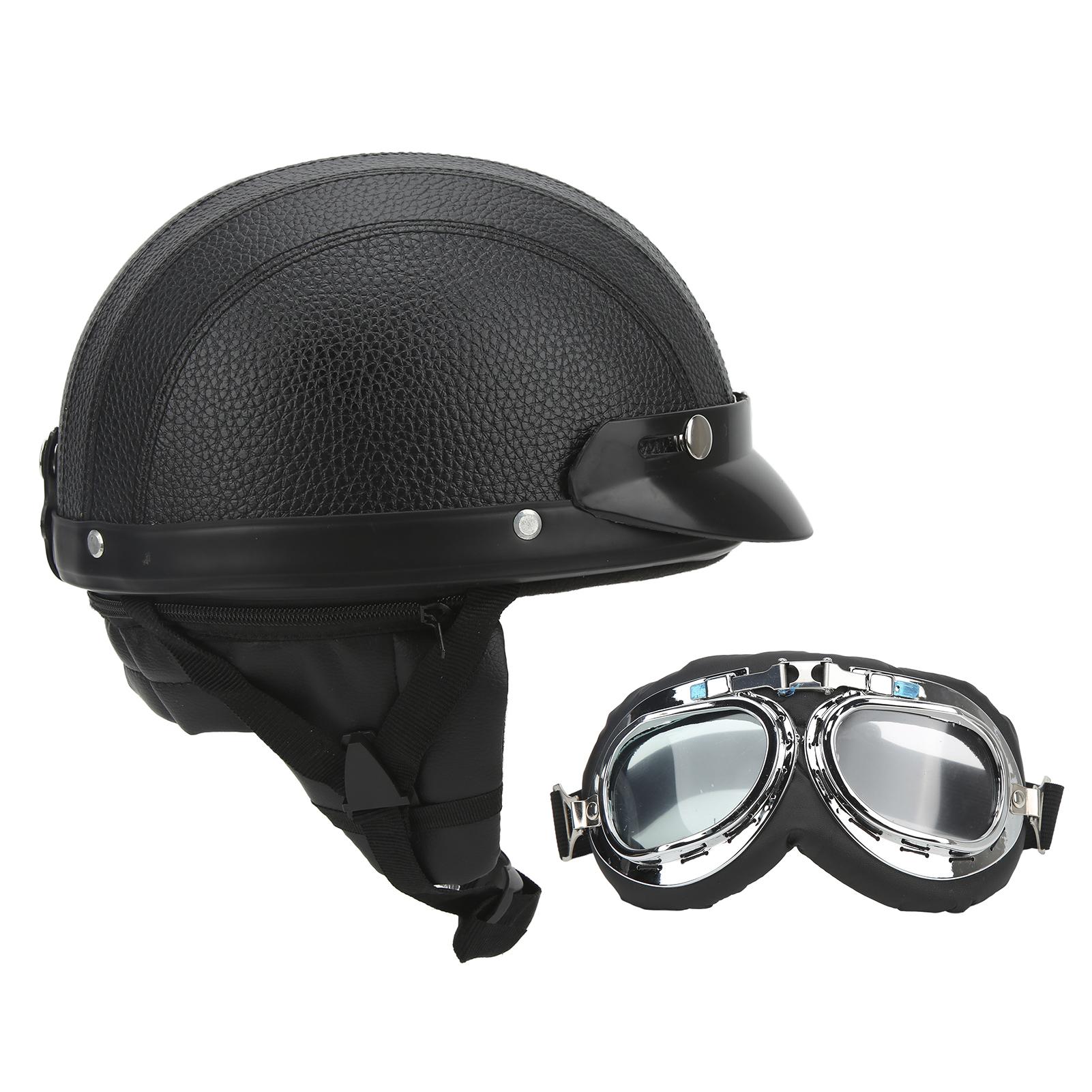 

Motorcycle Helmet with UV Antifog Goggles Artificial Leather Universal for Scooter Bike