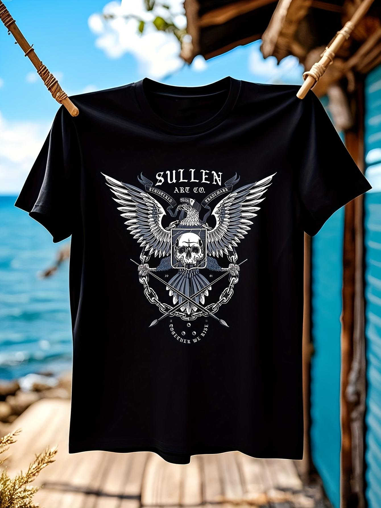 Sullen Co Black Gothic Skull Wings Graphic Tshirt Graphic... S