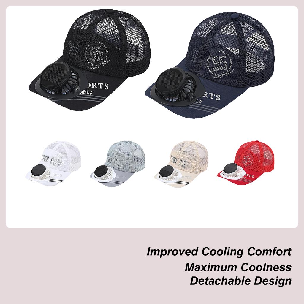 Summer Men Women Sport Outdoor Sun Protection Baseball Hat Caps with Solar Sun Power echarge Cooling Fan Casual Sun Visor Caps