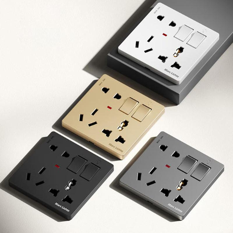 1PC 5pin Power Plug Two Or Three Plugs With 1Gang Switch Control Socket Universal Wall 86 Type Multifunctional Eight-Hole