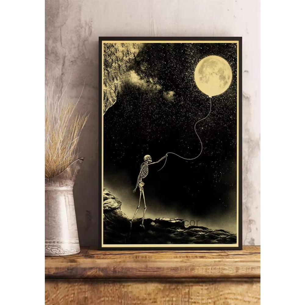 Simple Skull Posters Vintage Kraft Paper Prints Nostalgia Wall Sticker Home ation Bedroom Painting Fashion Bedroom Paint