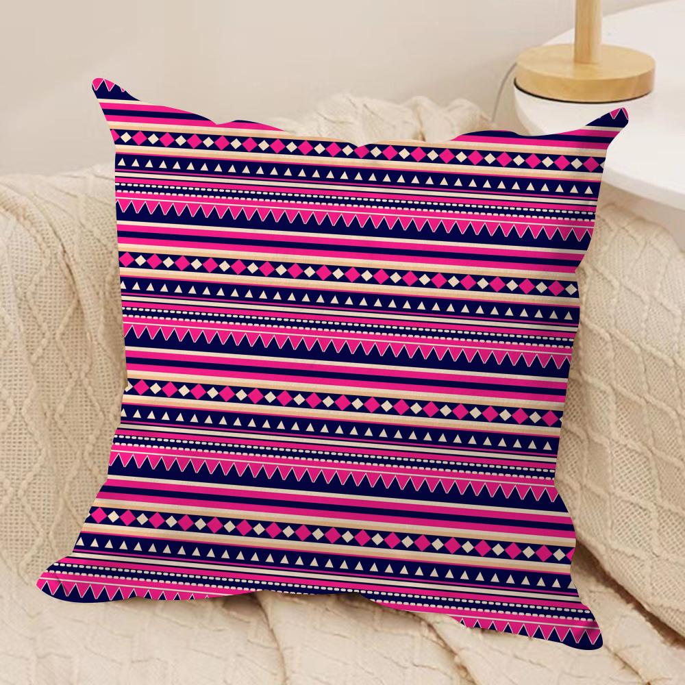 Classic Geometric Patterns Cushion Cover Short Plush Doublesided Print Square Throw Pillow Covers Sofa Home Cushion Decor