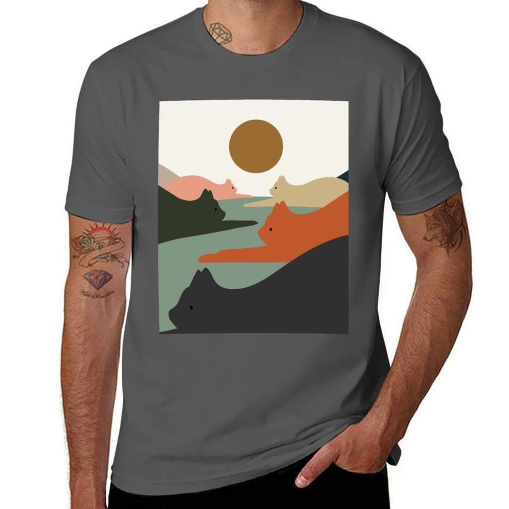 Cat Landscape 93 Tshirt Fashion Casual Short Sleeve Top