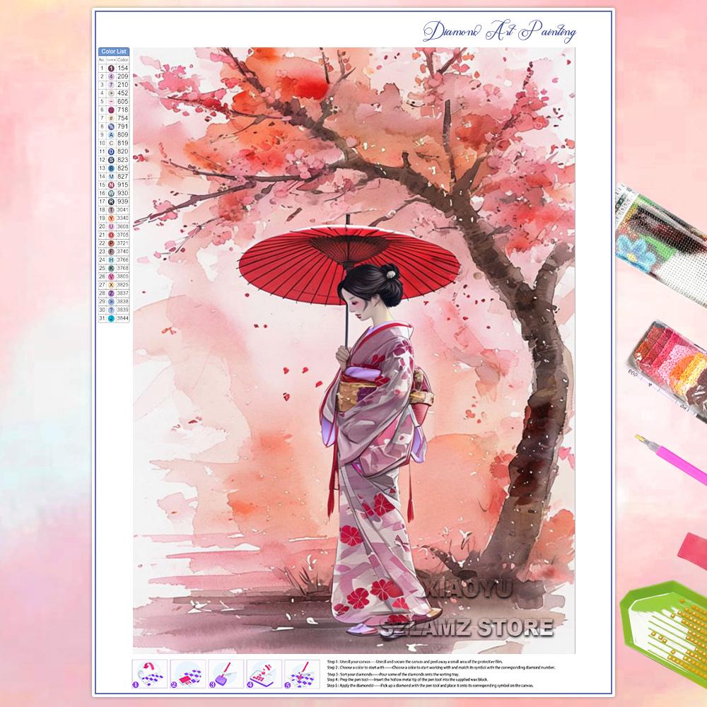 DIY Diamond Painting Cherry Blossom Fuji Mountain Landscape Mosaic Embroidery Cross Stitch Kit Living Room Home Art Wall Decor