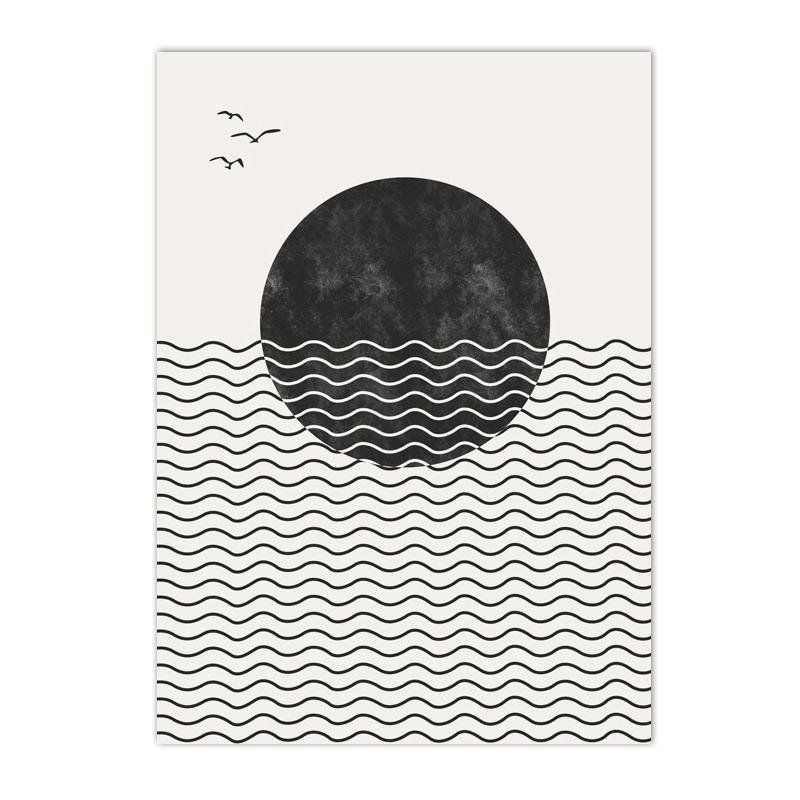 

Modern Mid Century Geometry Sun Moon Poster Art Canvas Painting Abstract Lines Wall Print Nordic Posters Pictures Bedroom Decor 21X30CMNo Framed
