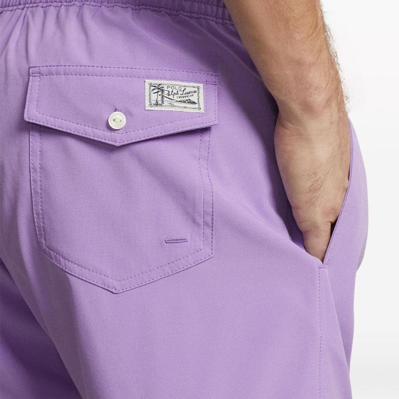 Polo Ralph Lauren Ss24 Solid Color Logo Embroidered Drawstring Casual Shorts Men Shorts Light-Purple 710829851-052