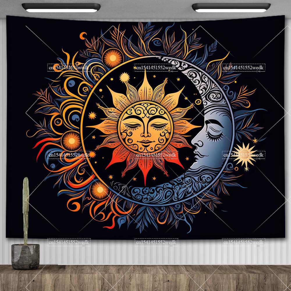 

Полумесяц Мандала Солнце Гобелен Гобелен Настенный Гобелен Богемная Ведьма Богиня Гобелены Декор Комнаты Домашние Флаги 102x127cm