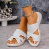 High-heel Large-size Cross-trap Shoes, Trendy Summer New Style, Fashionable Flat Toe Beach Sandals for Women