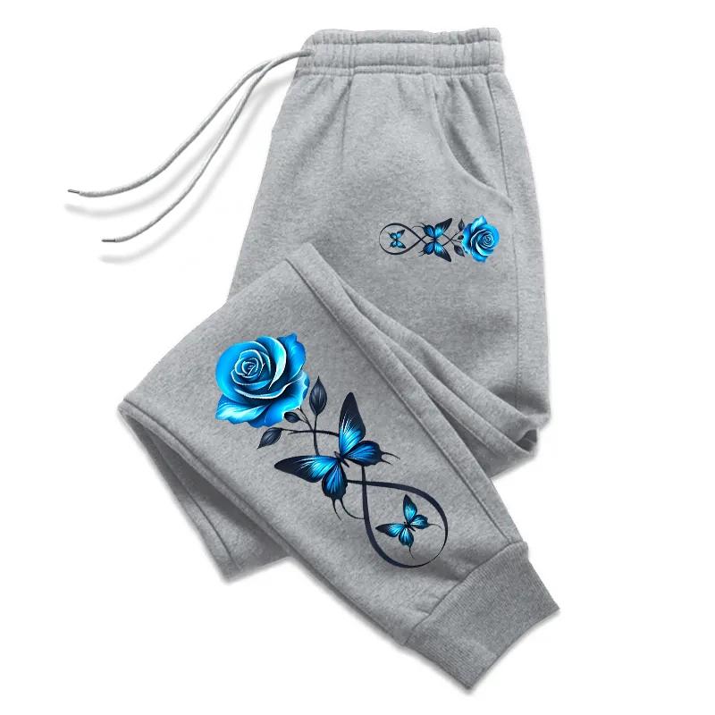 Season Casual Sports Trousers for Women High Quality Butterfly Printed Sweatpants Gym Fitness Versatile Outdoor Jogger Pants