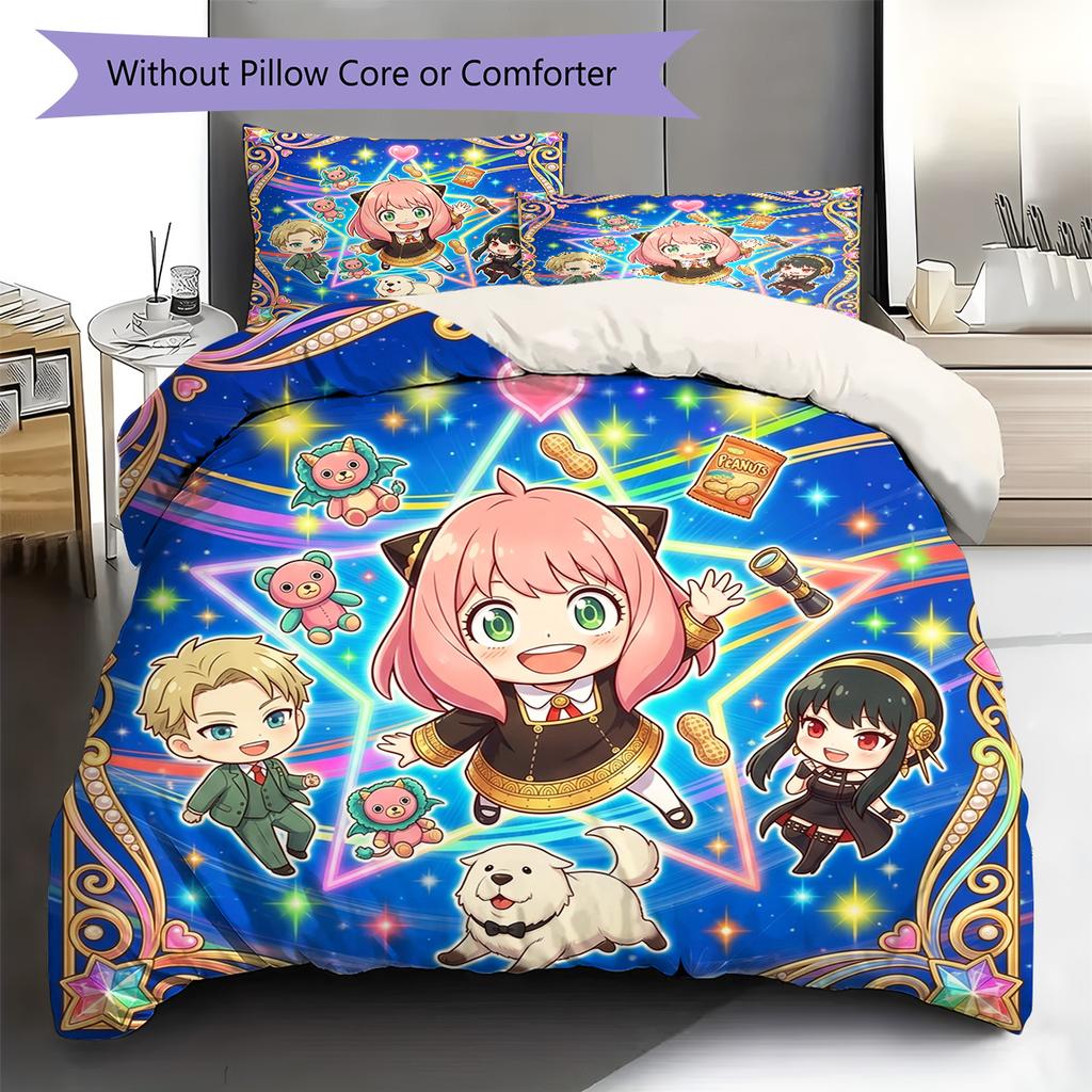 Anya Forger Pattern Bedding Quilt Set Quilt Cover Pillowcase Home Decoration Birthday Gift (1 * duvet cover + 2 * pillowcase, without core)