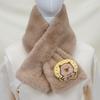 Women's Korean Style Faux Rabbit Fur Scarf - Thick, Warm, Plush Neck Warmer for Autumn/Winter 2024 - Versatile Student Accessory