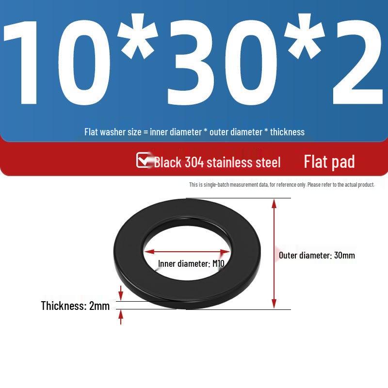 Ultra-Thin Black Zinc-Plated Stainless Steel Flat Washer (M2-M20)