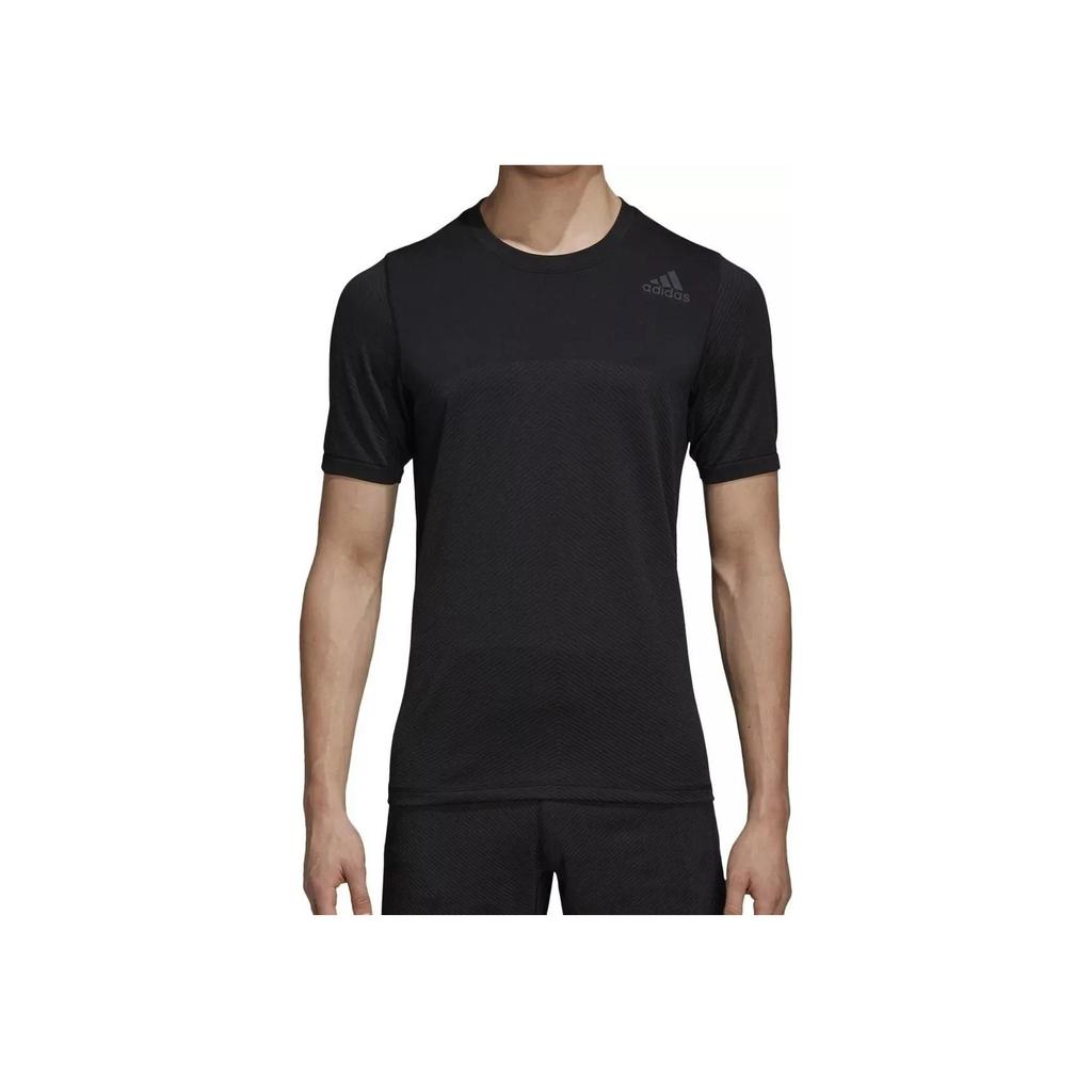 Adidas Solid Color Logo Print Sports Round Neck Short Sleeve T-Shirt Men Tops Black HC0409