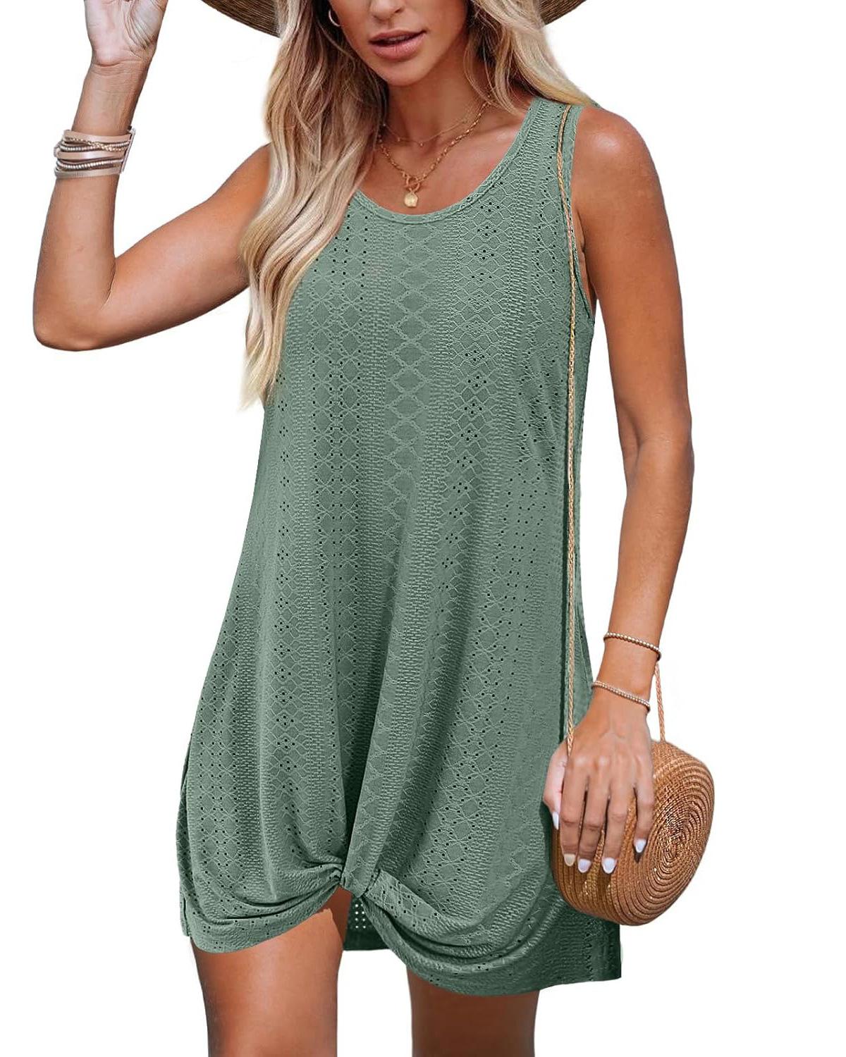 2025 dress summer European and American women s clothing Amazon new sleeveless vest skirt beach vacation clothes women s mini skirt S