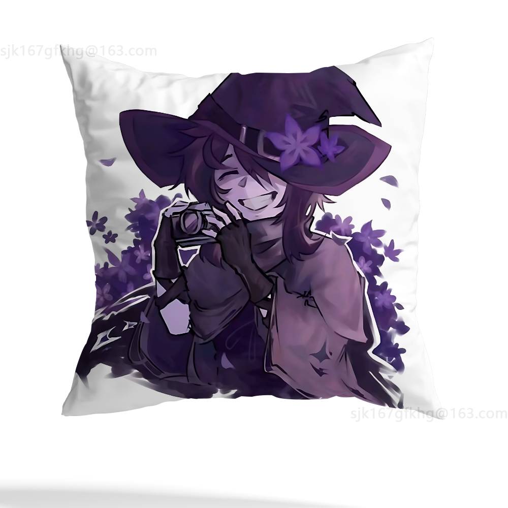 A-Azure Anime Pillow Case Square Double-Sided Printing Short Plush Sofa Cushion Cover Bedroom Bedside Pillow