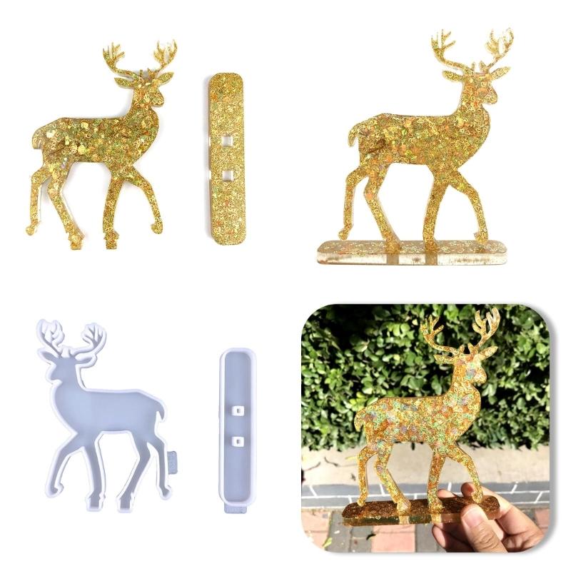 Christmas Deer Resin Silicone Mold Deer Ornaments Epoxy Resin Mold for Casting Car Home Decorations Christmas Supplies