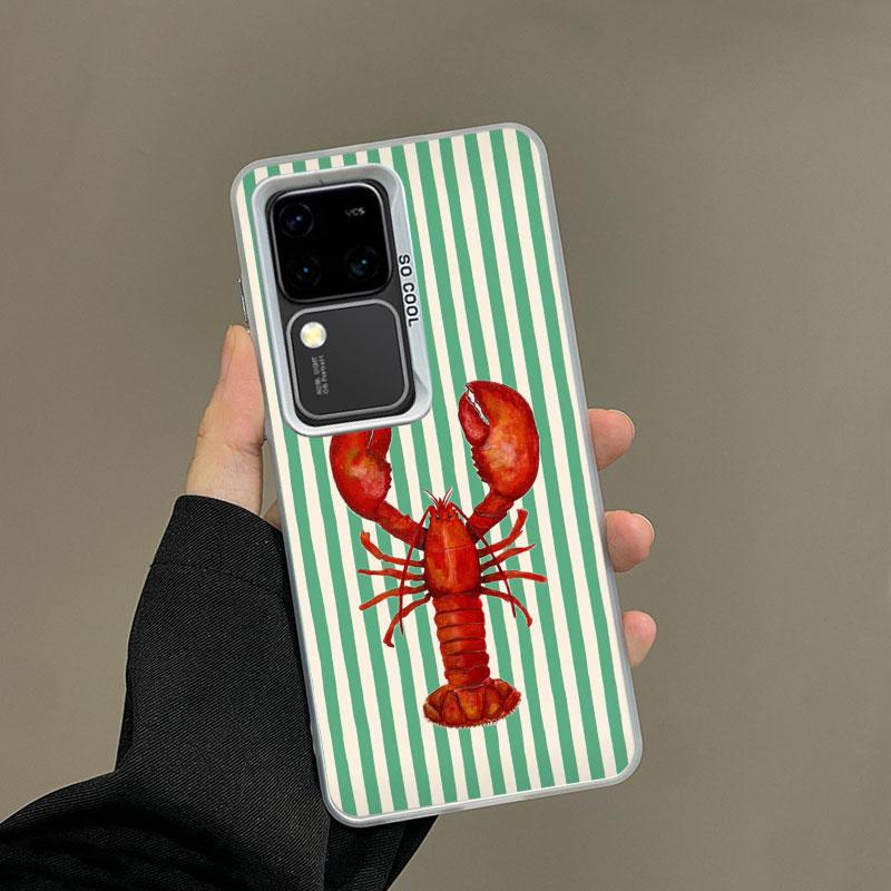 For Samsung Galaxy S25 S24 S23 S22 Ultra Plus S21 S23 S24 FE Laser Phone Case Colorful Marine Organism Striped Base Color Covers