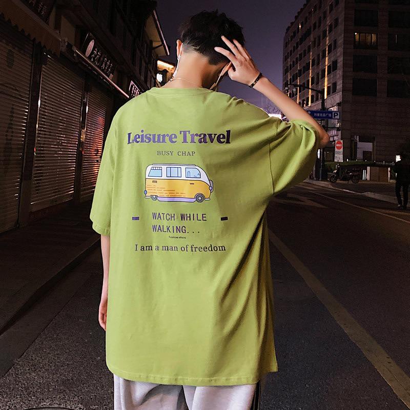 Trendy 2021 Summer Short-Sleeved T-Shirt for Middle School Boys - Loose Fit, Big Size, College Style