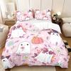 3pcs Halloween Pink Ghost Pattern Duvet Cover Set, 1 Duvet Cover+2 Pillowcases, No Core. Soft and Comfortable Bedding Set
