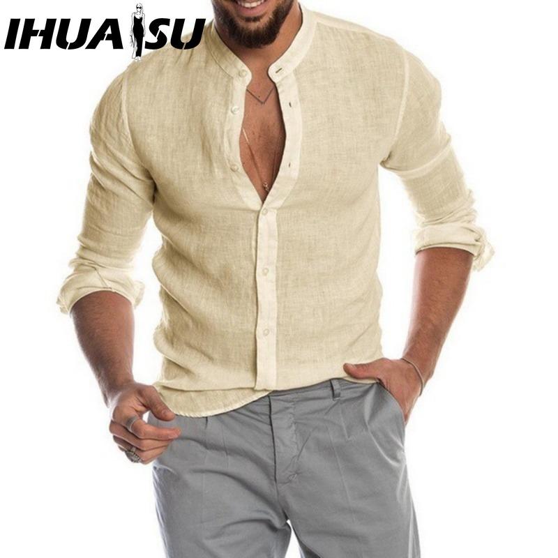 

IHUASU Футболка из хлопка с длинным рукавом, мужская модная свободная рубашка с принтом, сострадательная рубашка XXXXXL бежевый