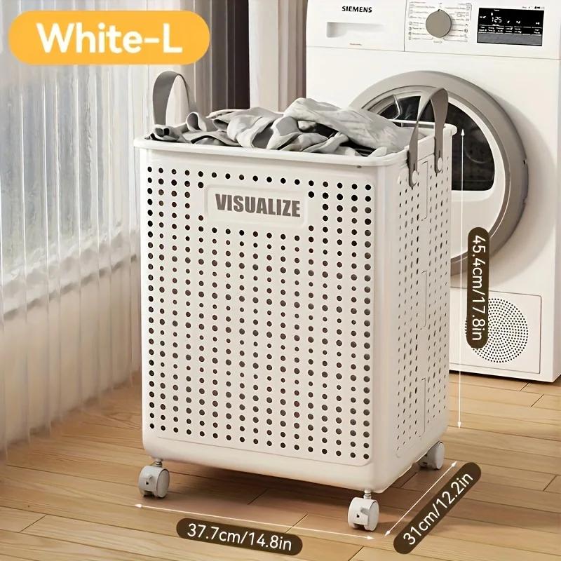 Foldable Slim Laundry Basket on Wheels, Versatile Laundry Hamper with Handle, Collapsible Laundry Sorter and Organizer
