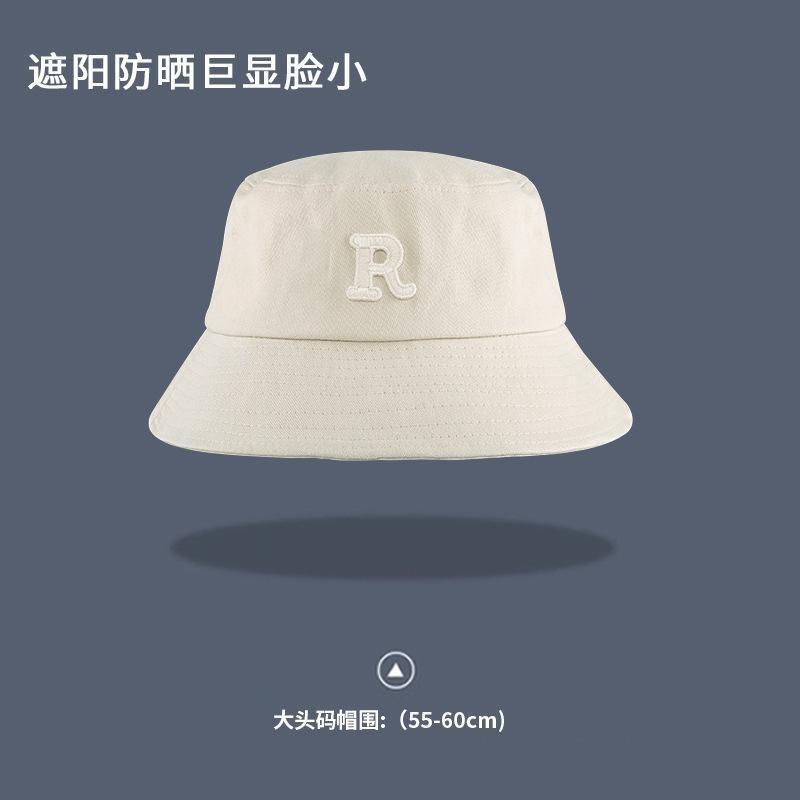 R standard bucket hat women's autumn and winter versatile solid color wide brim cover face thin shade basin hat couple street shooting tide bucket hat