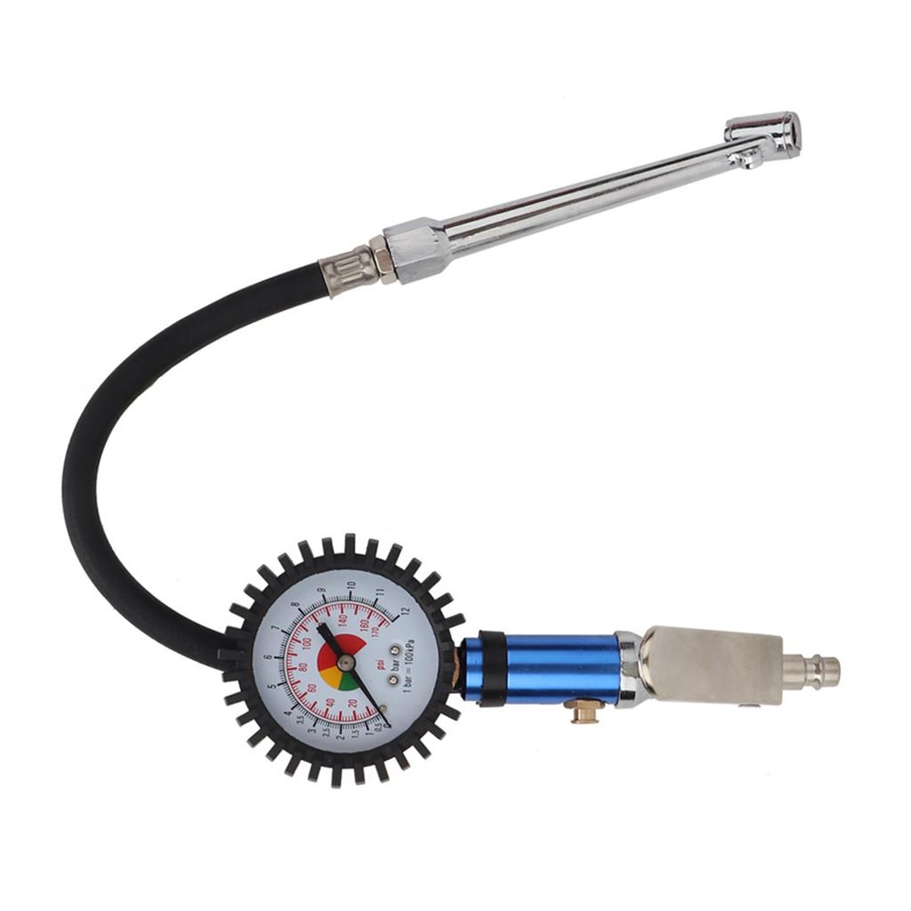 12 Bar Self Clamping Tire Inflator with Air Pressure Gauge and Quick Air Connector