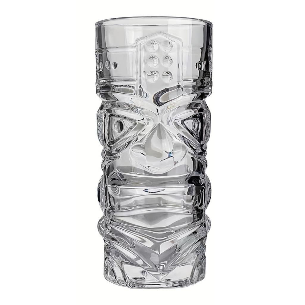 Glass Tiki Mug Ice Drink Glass Modern Bar Tiki Cooler Clear Tumblers for Exotic Cocktails, Mai Tais, And Tropical Island Drinks
