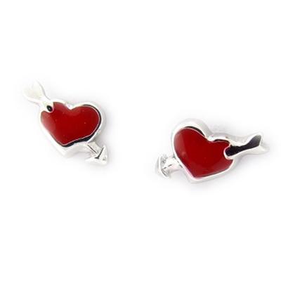 [K6472] - Rote 'Love' Silberohrringe