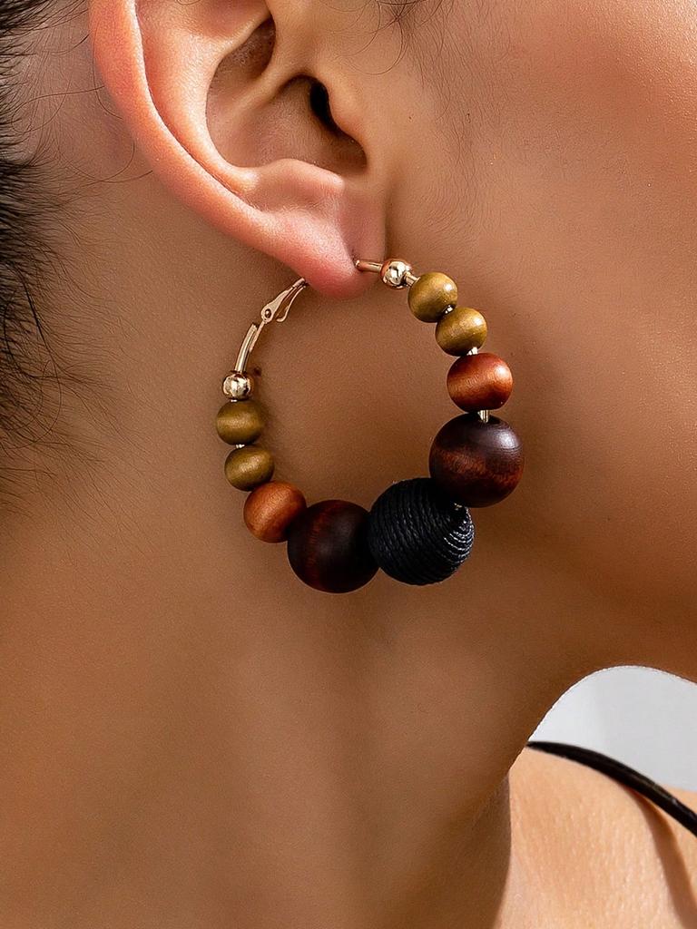1 Pair Women's Fashion Hoop Earrings, Suitable For Daily, Vacation And Gift