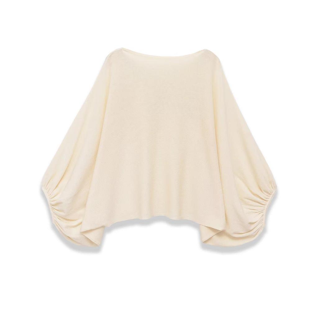 European Spring 2026 Women's One-Shoulder Knit Top - Long Sleeve, Picture Color, Medium