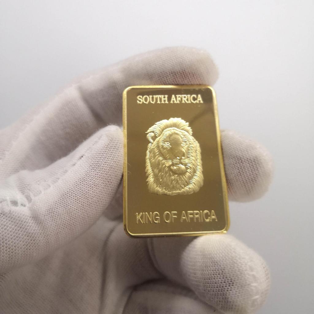 South African National Treasure, Lion Commemorative Coin, Gold-plated Block, Coin, Gold Coin, Square Commemorative Block, Elk Coin, Metal Mirror Block