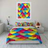 "Colorful Cube Pattern Decor Set" Bedding Set with 1 Duvet Cover 2 Pillowcases Single Double King Queen, Gift
