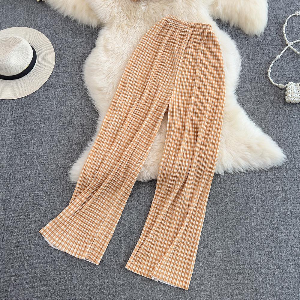 RUGOD 2022 Modeanzug Damen Sexy Tube Top Zweiteiliger Anzug mit hoher Taille Drapieren Lässige Farbverlaufsfarbe Gerade Hose mit weitem Bein