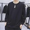 Men's Long-Sleeve Round Neck Solid T-Shirt, Casual Loose Fit, Hong Kong & Korean Style