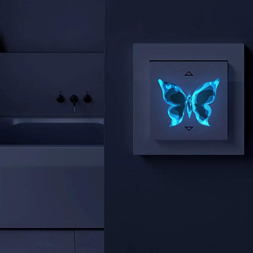 Blue Luminous Butterfly Wall Stickers Living Room Bedroom For Home Decor Switch Decals Glow In The Dark Self Adhesive Wallpaper