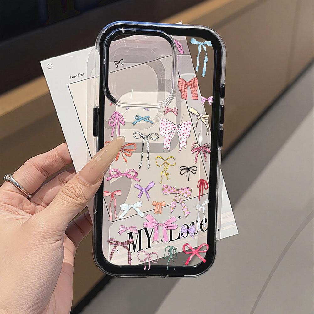 Colorful Bowknot Phone Case For iPhone 17 16 15 14 13 12 Pro Max 17 Air Shockproof Candy Color Frame Clear Bumper Back Cover