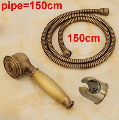 Antique Brass Hand Shower Set Brass Hand Shower +1.5M Shower Hose Pipe+Hand Shower Holder