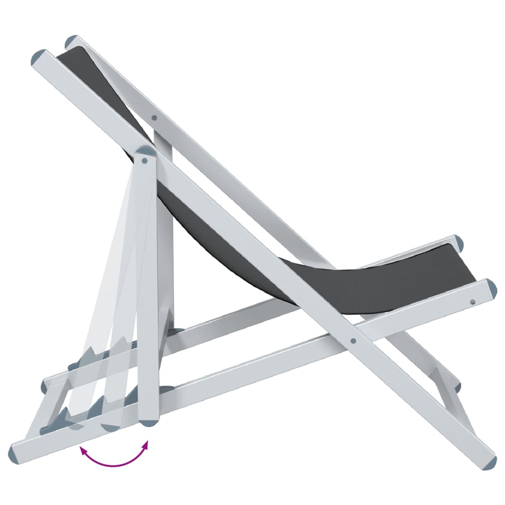 Beach Chairs 2 Pcs Foldable Grey Aluminum and Textilene